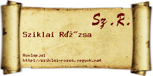 Sziklai Rózsa névjegykártya